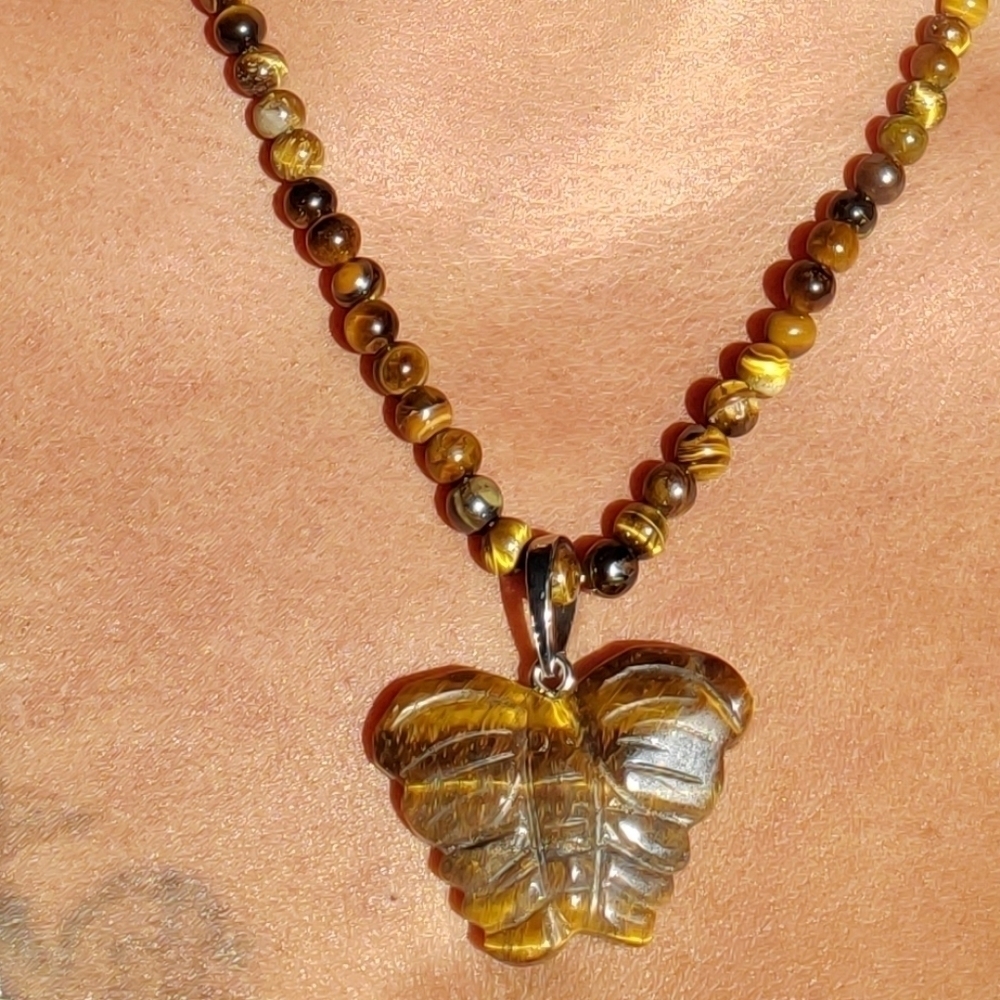 Tigers Eye Butterfly Necklace 20 Inch